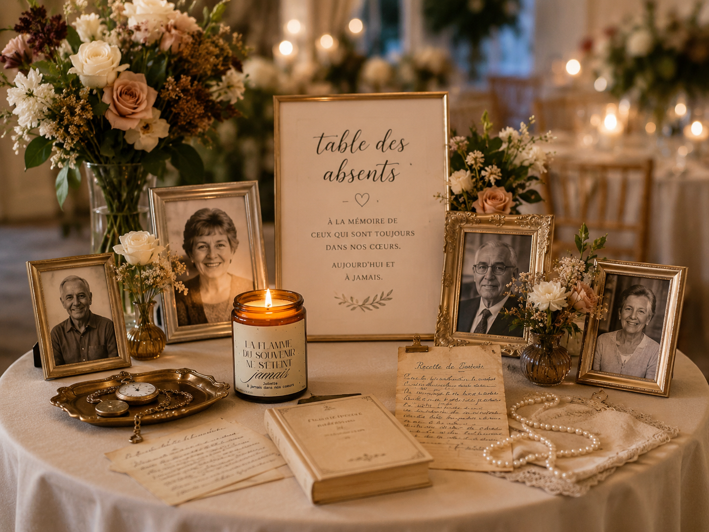Table des absents au mariage : comment honorer les proches disparus le jour J